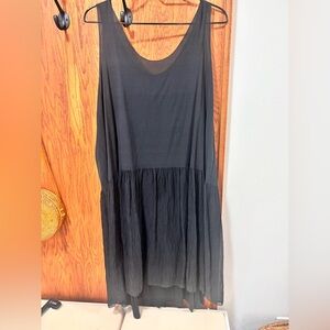 Eileen Fisher 100% Silk Sheer Black Sleeveless Dress